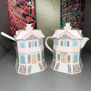 THE LENOX VILLAGE PORCELAIN CREAMERY + CONFECTIONARY SET - (1991)